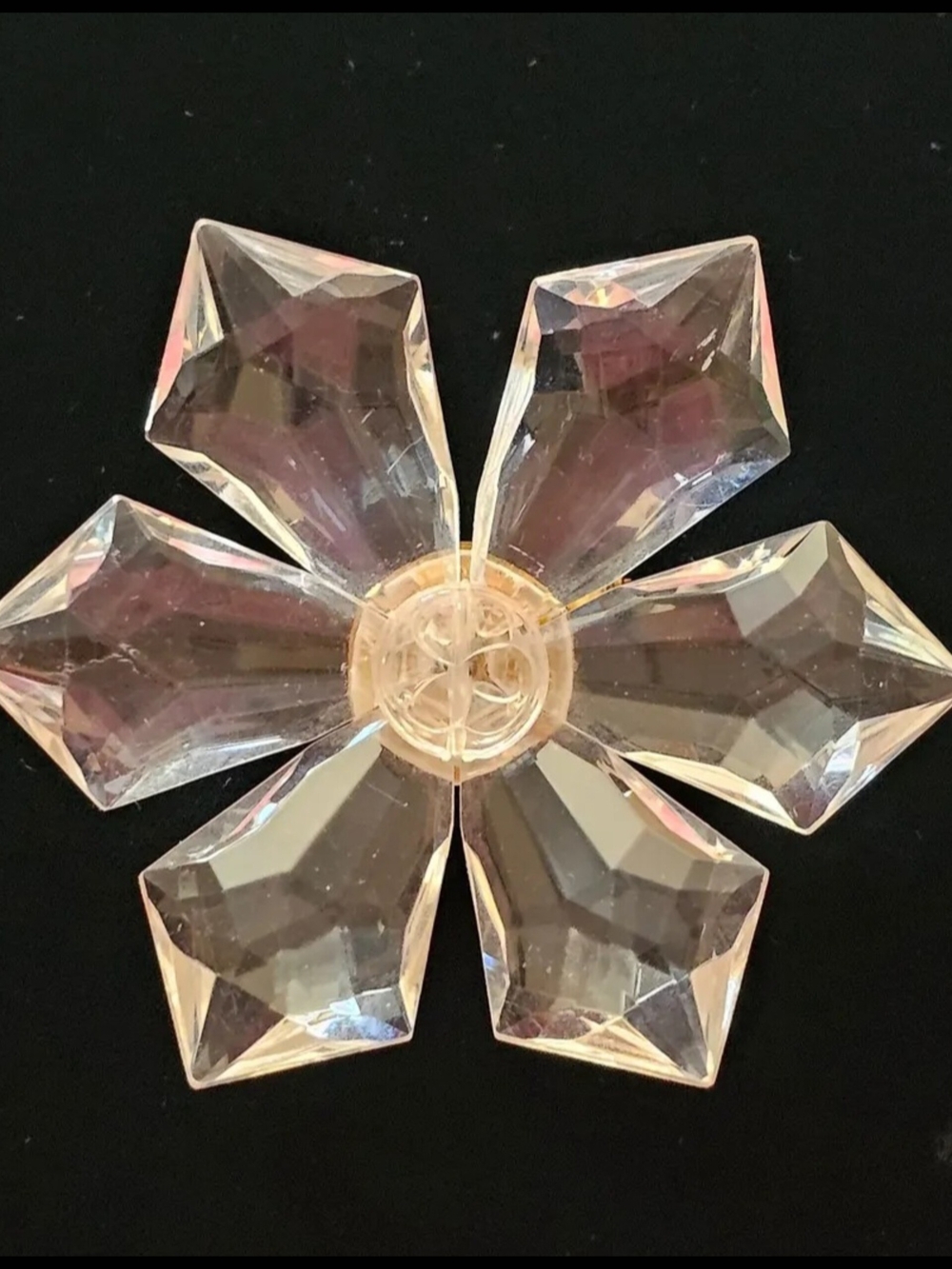Signed West Germany Clear Lucite Crystal Petal Snowflake Floral Statement Pin